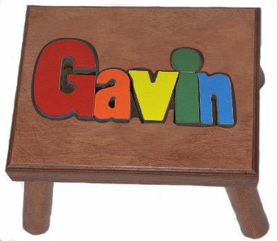 Name Puzzle in Cherry Wood Step Stool
